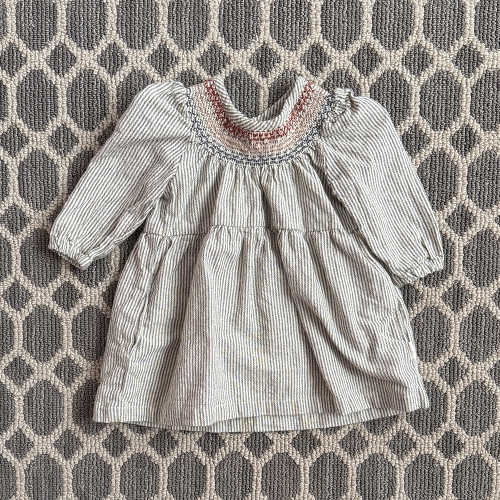 Charming Striped Kids Dress with Embroidered Details